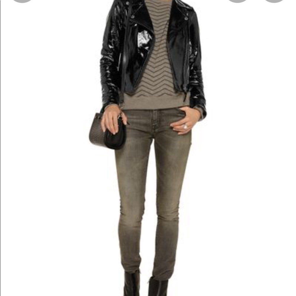 Patent lamb leather jacket